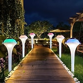 preiswerte Bodenlichter-1 Stück Solar-Gartenleuchte in Pilzform, wasserdicht, für Gartenwege, Rasen, Terrasse, Hof, Gehwege und Einfahrten, 2 Lichteffekte (weiß &amp; farbwechselnd).