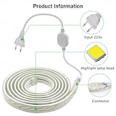 economico Strisce luminose a spina-Striscia LED AC 220V impermeabile flessibile a nastro SMD 2835 320 LED/m, striscia luminosa a LED IP65 impermeabile per interni ed esterni, cortili, giardini, atmosfera festiva, strisce luminose