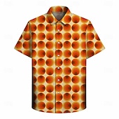  Retrò Vintage Hippie Anni '70 Camicia Maniche corte Hippie Geometrico Illusione ottica Retrò Costume Per uomo Festival Musicale Feste Abbigliamento quotidiano Adulti Camicia Primavera & Estate