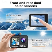 voordelige Actiecamera-5K Action Camera with Dual Touch Screen, 30FPS Ultra HD WiFi Waterproof Sports Camera, Underwater Vlog Cam with Remote Control, EIS Anti-Shake Helmet Camera for Diving, Skiing, Cycling, Travel