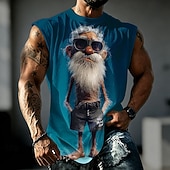 abordables T-shirts 3D-Homme A Ombre Vieil Homme Sous-Vêtements Sans manches T-shirt Impression 3D Col ras du cou Chemise Drôle Occasionnel Quotidien Rue Bleu Noir Rouge Printemps &amp; Été Vêtement Tenue S M L XL 2XL 3XL
