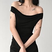 economico T-shirt semplice-Per donna Maglietta Arricciato Semplice Elegante Moda Sexy Senza Maniche Senza Spalle Top Regolari Quotidiano Uscire Weekend Nero Bianco Estate Primavera