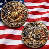 abordables 250 Aniversario de los EE. UU.-Moneda conmemorativa del Cuerpo de Marines de EE. UU., moneda coleccionable patriótica para veteranos del USMC con águila y globo terráqueo. &amp;Ancla, diseño de bandera estadounidense, recuerdo de metal