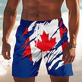 economico Stampa di Bandiera-Per uomo Canada Calcio Bandiera / Bandiera nazionale Costumi da bagno Costumi da bagno Pantaloncini da bagno Pantaloncini da Surf Misura del girovita medio Patriotico Ferie Tasche Laterali fodera in