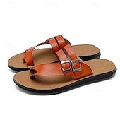 voordelige Vakantiesandalen-Witte heren slippers met dubbele gesp, casual zomerschoenen, comfortabele sandalen voor strand, resort en vakantie.
