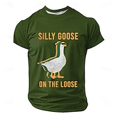  T-shirt voor heren met een grappige meme van een loslopende gans met een zonnebril, vintage retro, distressed look, graphic, regular fit, casual, feestcadeau, designerkleding, maten S, M, L, XL, XXL,