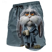  Herren Kaninchen Küken Comic-Tiere Badehosen Badeanzüge Badeshorts Boardshorts Mittlere Taille Lustig Strandurlaub Seitentaschen Netzfutter Elastischer Kordelzug in der Taille Designer Bekleidung