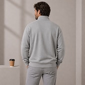 economico Felpe di base-Per uomo Maglia Felpa con cappuccio Maglione Felpa con zip corta Blu Grigio Colletto Mao Mezza zip Semplice Cerniera Casuale Quotidiano Sport &amp; Outdoor Streetwear Cool Abbigliamento Sportivo