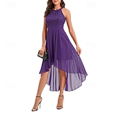 cheap Chiffon Dresses-Women's Midi Dress Chiffon Dress Casual Dress Elegant Fashion Modern Outdoor Vacation Party Regular Fit Plain Sleeveless Halter Neck Blue Pink Purple Summer Spring