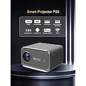 baratos Projetores-Projetor inteligente 4K com Android 13, projetor nativo para home theater com resolução 1080p e foco automático. &amp;Correção trapezoidal automática, Wi-Fi 6, Bluetooth 5.4, chip Amlogic T950S, projetor