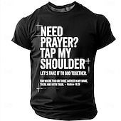 levne Trička s vírou-Pánská biblická potřebujete modlitbu klepněte mi na rameno Matouš 18 20 biblický verš křesťanské náboženské víry outreach T tričko grafické volnočasové krátký rukáv církevní oblečení ministerstva