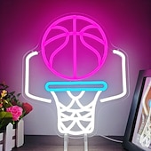 cheap Decorative Lights-Basketball Neon LED Wall Light, USB Powered Adjustable Brightness, Indoor Bedroom, Gaming Room, Game Room, Esports Room, Man Cave, Kids Room, Teen Boys, Basketball Fans, Birthday, Holiday, Party, Home