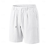 abordables Vacances-Homme Shorts Shorts en Lin Shorts d'été Shorts de plage Cordon de serrage Taille Élastique Uni Confort Respirant Longueur Genou Quotidien Extérieur Fête Vacances Mode Noir Blanche Non Elastique