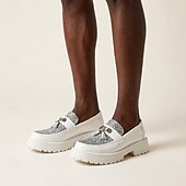 billige Loafers-Herre hvite glitter dusk loafers slip-on tykke såler pensko moteriktige formelle sko til bryllup, fester, banketter, skoleball og statement-antrekk