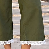 economico Fondi-Per donna Pantaloni in cotone e lino Pantaloni Pantaloni Estivi Pantaloni Larghi Vacanza Moda Casual Quotidiano Lunghezza intera Vita Alta Tinta unica Semplice Coulisse Elastico in vita Gamba larga