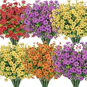 cheap Artificial Flower-24 Bundles Artificial Flowers for Outdoors Fake Silk Flowers UV Resistant Faux Plastic Plants for Spring Summer Garden Porch Window Box Table Vase Home Indoor Outdoor Decoration, Mixed