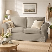  100% Cotton 2 Seater Sofa Cover Sofa Bed Slipcover with Cushion and Backrest Covers Washable Furniture Protector Fits Ektorp Couch Slipcover