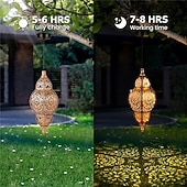 olcso Pathway Lights &amp; Lanterns-marokkói stílusú fém napelemes lámpa, kültéri függő napelemes lámpa, vízálló lámpa, alkalmas teraszok, átjárók, udvarok, tornácok és hátsó udvarok kerti világítására. függő napelemes lámpa