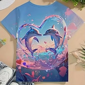 cheap Girl's 3D Animals-Girls' 3D Graphic Animal Cartoon T shirt Tee Short Sleeve 3D Print Summer Spring Active Cute Kids 5-12 Years Casual Daily School Regular Fit