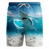  Herren Hai Herzförmig Tiere Badehosen Badeanzüge Badeshorts Boardshorts Mittlere Taille Hawaiianisch Lustig Strandurlaub Seitentaschen Netzfutter Elastischer Kordelzug in der Taille Designer