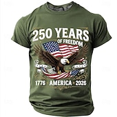  4 juli 2026 250:e Herr Rolig T-shirt Kortärmad T-shirt 3D-tryck Rund hals Skjorta Mode Designer Enkel Ledigt Dagligen Fest Svart Rubinrött Sommar Vår Kläder S M L XL XXL XXXL