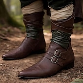 ieftine încăminte-Medieval Renascentist Încălțăminte Poulaines Pirat Elf Viching Costume de fancy Bărbați Viching Fantezie Halloween Carnaval Performanță LARP Ren Faire Adulți Încălțăminte