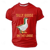  T-shirt voor heren met een grappige meme van een loslopende gans met een zonnebril, vintage retro, distressed look, graphic, regular fit, casual, feestcadeau, designerkleding, maten S, M, L, XL, XXL,