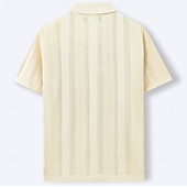 cheap Men's Smart Casual Shirts-Men's Shirt Casual Shirt Button Up Shirt Jacquard Shirt Blue Green Apricot Short Sleeve Plain Cuban Collar Casual Daily Buttons Clothing Apparel Viscose Elegant Fashion Casual