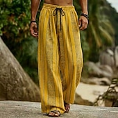 preiswerte Bedruckte Freizeithosen für Herren-Herren Geometrisch Ethnisch Griechischer Schlüssel Hose Freizeithose Baggy-Hosen Mittlere Taille Boho Vintage-Retro Heim Outdoor Urlaub Elastischer Kordelzug in der Taille Leinenähnliche Hose mit
