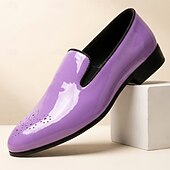 cheap Loafers-Men's Purple Patent Loafers Slip-On Dress Shoes Glossy Statement Footwear for Stylish Men, Weddings, Parties, Banquets, Prom and Evening Events