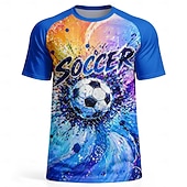 cheap Running Tee &amp; Tank Tops-Men's Soccer Jersey Geometric Abstract Athletic Short Sleeve T-Shirt UPF 50 Quick Dry Breathable mesh fabric 2026 Soccer Fan Tee Training Gym Running Sports Blue and Yellow