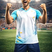 preiswerte Lauf-T-Shirts &amp; Tanktops-Unisex Argentinien Fußball-Sommer Global Match Pullover-Oberteile Laufshirt Sommer Farbblock Kurzarm UPF 50 Schnelltrocknend Atmungsaktiv Leger Laufen Joggen Fitness Blau Sportbekleidung Sportkleidung