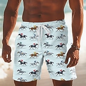  Derby-ul din Kentucky Bărbați Cursa de cai Boxeri înot Pantaloni Scurți de Înot Pantaloni Scurti Talie medie Retro / vintage Concediu Buzunare laterale Căptușeală din plasă Talie elastică cu șnur