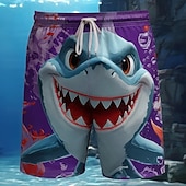 economico Stampa oceanica-Per uomo Squalo Divertente animali dei cartoni animati Costumi da bagno Costumi da bagno Pantaloncini da bagno Pantaloncini da Surf Misura del girovita medio Hawaiano Vacanza al Mare Tasche Laterali