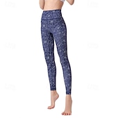 voordelige Yoga leggings en panty's-Dames Pilatesbroek Yogabroek Billenlift met ruche Hoge taille Sportschooltraining Hardlopen Fitness Legging Kleding Onderlichaam Flora Amethist Wit Blauw Sport Sportkleding Hoge Elasticiteit