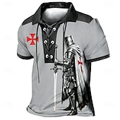 abordables Polo vintage para hombre-Hombre Caballeros templarios Camisetas polo Manga Corta Camisas de polo Diseño Vintage Casual Ropa de calle Ropa Cotidiana Impresión 3D Malla Transpirable Primavera verano Azul Piscina Negro Marrón