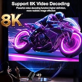 preiswerte Projektoren-Intelligenter Projektor mit Android 14, WLAN 6, Bluetooth 5.2, 180° drehbarem Gehäuse, 8K-Auflösung, 300 ANSI Lumen, ideal für Heimkino und Outdoor-Aktivitäten, kompatibel mit TV-Sticks, iOS und