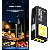 お買い得  懐中電灯-ミニCOB LED懐中電灯、USB-C充電式、クリップマグネット付きポータブル作業灯、EDCキャンプウォーキングポケットランプ、緊急キャンプホーム用