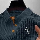 baratos Polo Clássico Masculino-Homens Polo de seersucker Ice Silk Camisa de golfe Casual Trabalho Lapela Manga Curta Básico Moderno Cruz Jacquard Botões Verão Primavera Normal Azul Preto Branco Azul Marinha Cinzento Escuro Azul