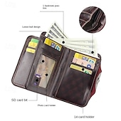 cheap Card Holders &amp; Cases-2 Pack Men's Wallet Vintage Retro Bifold PU Leather Purse, Distressed Riveted Short Wallet with Snap Button Closure, Card Holder for Men Boyfriend Father Gift, Brown/Charcoal