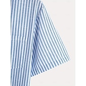 abordables Clásico-Hombre Camisa Camisa de lino Camisa de verano Camisa de playa Tiras verticales Casual Diario Azul Piscina Rosa Manga Corta Collar mandarín Verano Primavera Ropa