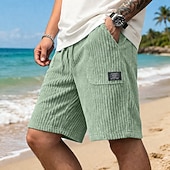 cheap Casual Shorts-Men's Shorts Casual Shorts Corduroy Shorts Pocket Elastic Waist Plain Textured Comfort Breathable Knee Length Casual Outdoor Beach Vacation Fashion Black White Stretchy