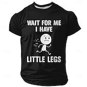  Ανδρικό, περίμενέ με, έχω μικρά ποδαράκια, φιγούρα με ραβδί, τρέξιμο, αστείο, σαρκαστικό, χιουμοριστικό, χαριτωμένο, μπλουζάκι με γραφικό, κοντομάνικο, στρογγυλή λαιμόκοψη, κανονική εφαρμογή, casual,