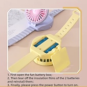 levne Stolní ventilátory-Přenosný náramkový ventilátor pro děti, nositelný osobní ventilátor s hodinkami pro dívky a chlapce, USB dobíjecí mini ventilátor s nastavitelným úhlem, malý hands-free ventilátor do školy, na cesty,
