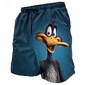  Herren Lustig Ente Comic-Tiere Badehosen Badeanzüge Badeshorts Boardshorts Mittlere Taille Hawaiianisch Strandurlaub Seitentaschen Netzfutter Elastischer Kordelzug in der Taille Designer Bekleidung