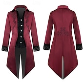 cheap Outerwear-Retro Vintage Punk &amp; Gothic Medieval Coat Tailcoat Prince Nobleman Jacquard Fancy Dress Men's Ebenezer Scrooge Elf Royal Steampunk Masquerade Party Adults Coat Christmas
