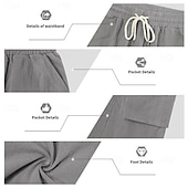 baratos Camisa Algodão Linho-Homens Camisa de linho 2 Peças Conjunto de camisa E Bermuda Cargo Calção Shorts de linho Definir Tecido Diário Ao ar livre Férias Aberto para a Lateral Manga Curta Verão Moda Casual Confortável Roupa
