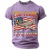  250周年 7月4日 2026年 メンズ 250年 1776-2026 P-51マスタング 戦闘機 グラフィック Tシャツ 短袖 クルーネック 愛国的 USA フラッグ 航空兵 材料 デザイナー衣料 アパレル