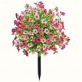  24 Inch Artificial Flower Stake Outdoor Decor Violet  Boxwood Topiary Ball Trees Multi-Color Garden Stakes for Yard & Lawn, No Fade Heavy Duty Plastic, All Season Decoration
