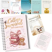  libretto di carte regalo per la sopravvivenza al college, libretto di carte regalo per la laurea 2026, formato 7 x 5 pollici, libretto organizer per la sopravvivenza, kit di assistenza per la partenza
